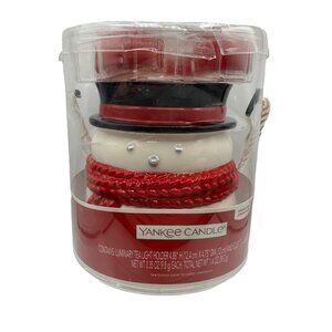 Yankee Candle Snowman Luminary Tea Light Holder Cinnamon White Red Holiday